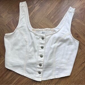 white denim corset top